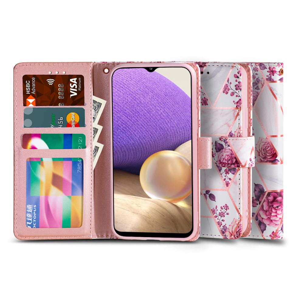 Pokrowiec etui z klapk Tech-protect Wallet Floral rose SAMSUNG Galaxy A32 5G