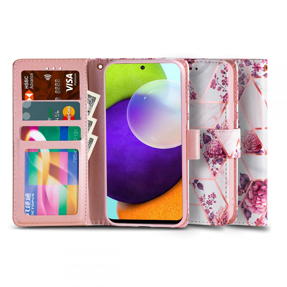 Pokrowiec etui z klapk Tech-protect Wallet Floral rose SAMSUNG Galaxy A52 5G