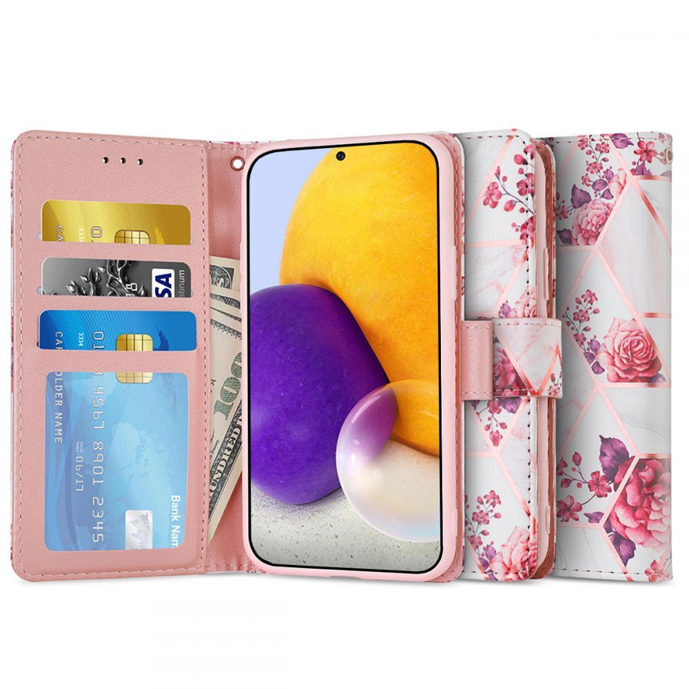 Pokrowiec etui z klapk Tech-protect Wallet Floral rose SAMSUNG Galaxy A72
