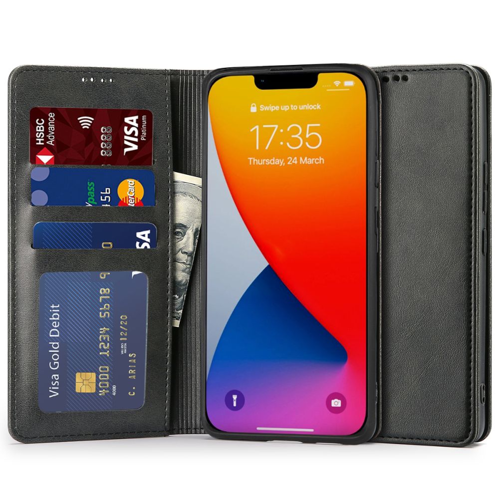 Pokrowiec etui z klapk Tech-protect Wallet Magnet czarne APPLE iPhone 14