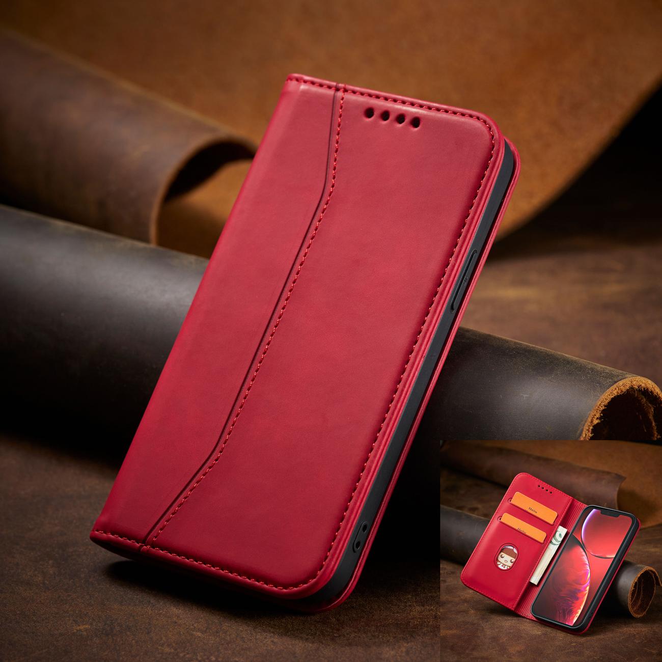 Pokrowiec etui z klapk Wallet Magnet czerwone APPLE iPhone 13 Pro Max / 10