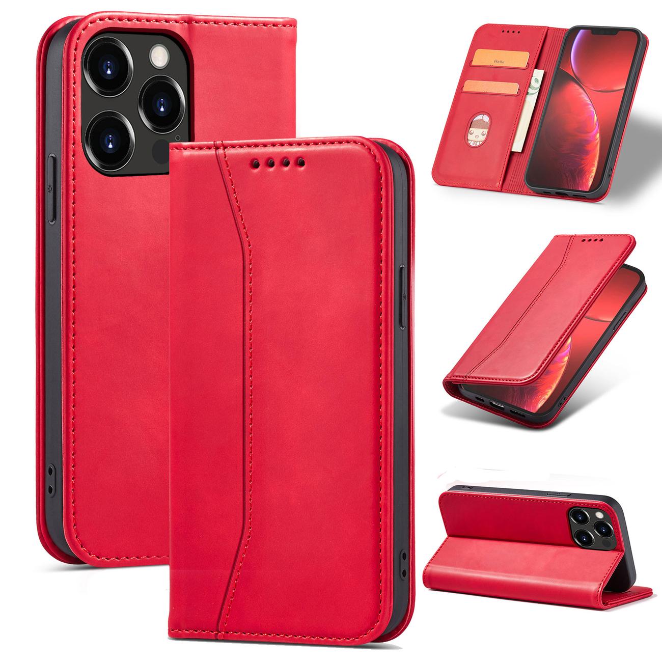 Pokrowiec etui z klapk Wallet Magnet czerwone APPLE iPhone 13 Pro Max / 12
