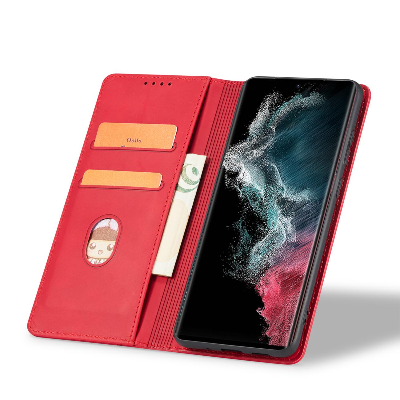 Pokrowiec etui z klapk Wallet Magnet czerwone SAMSUNG Galaxy S22 Ultra / 6