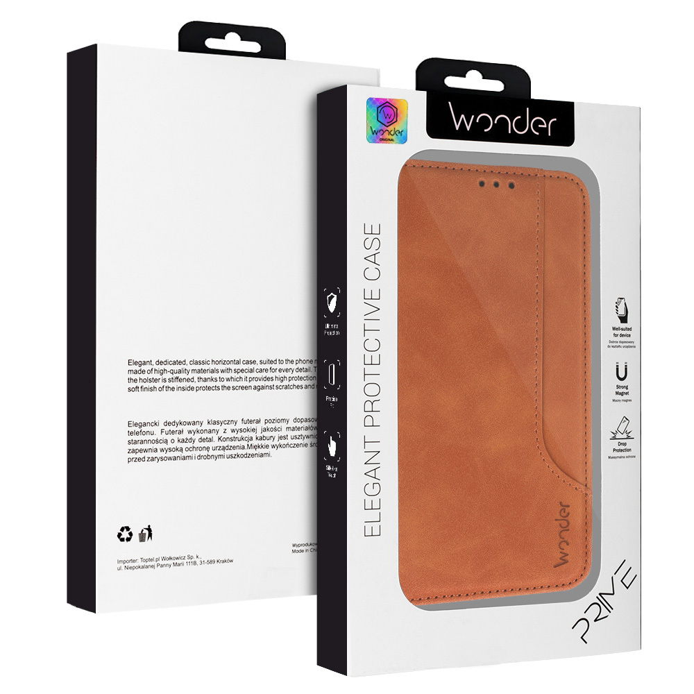 Pokrowiec etui z klapką Wonder Prime brązowe Xiaomi Redmi Note 13 / 8