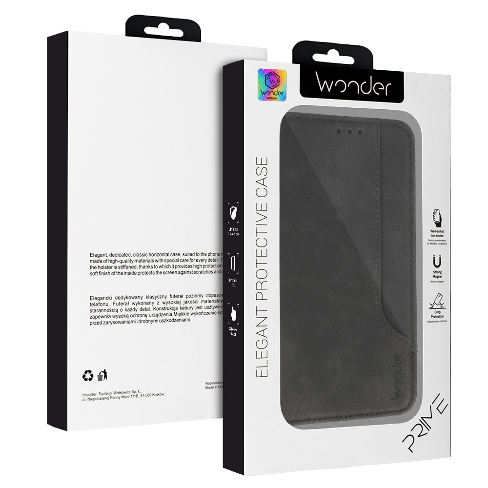 Pokrowiec etui z klapką Wonder Prime czarne Xiaomi Redmi Note 10 Pro Max / 8