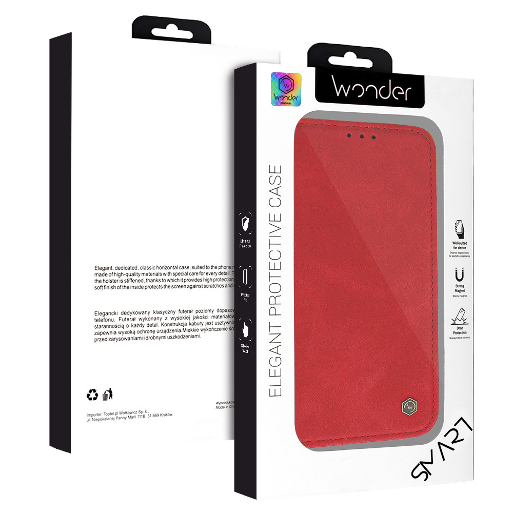 Pokrowiec etui zamykane Kabura Wonder Smart czerwone Xiaomi Redmi Note 13 Pro 4G / 8 Pokrowiec etui zamykane Kabura Wonder Smart czerwone Xiaomi Redmi Note 13 Pro 4G / 8