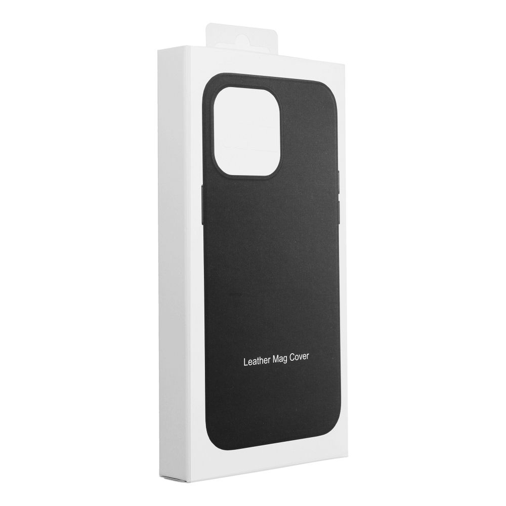 Pokrowiec etui ze skry ekologicznej Leather Mag Cover czarne APPLE iPhone 14 Plus / 11