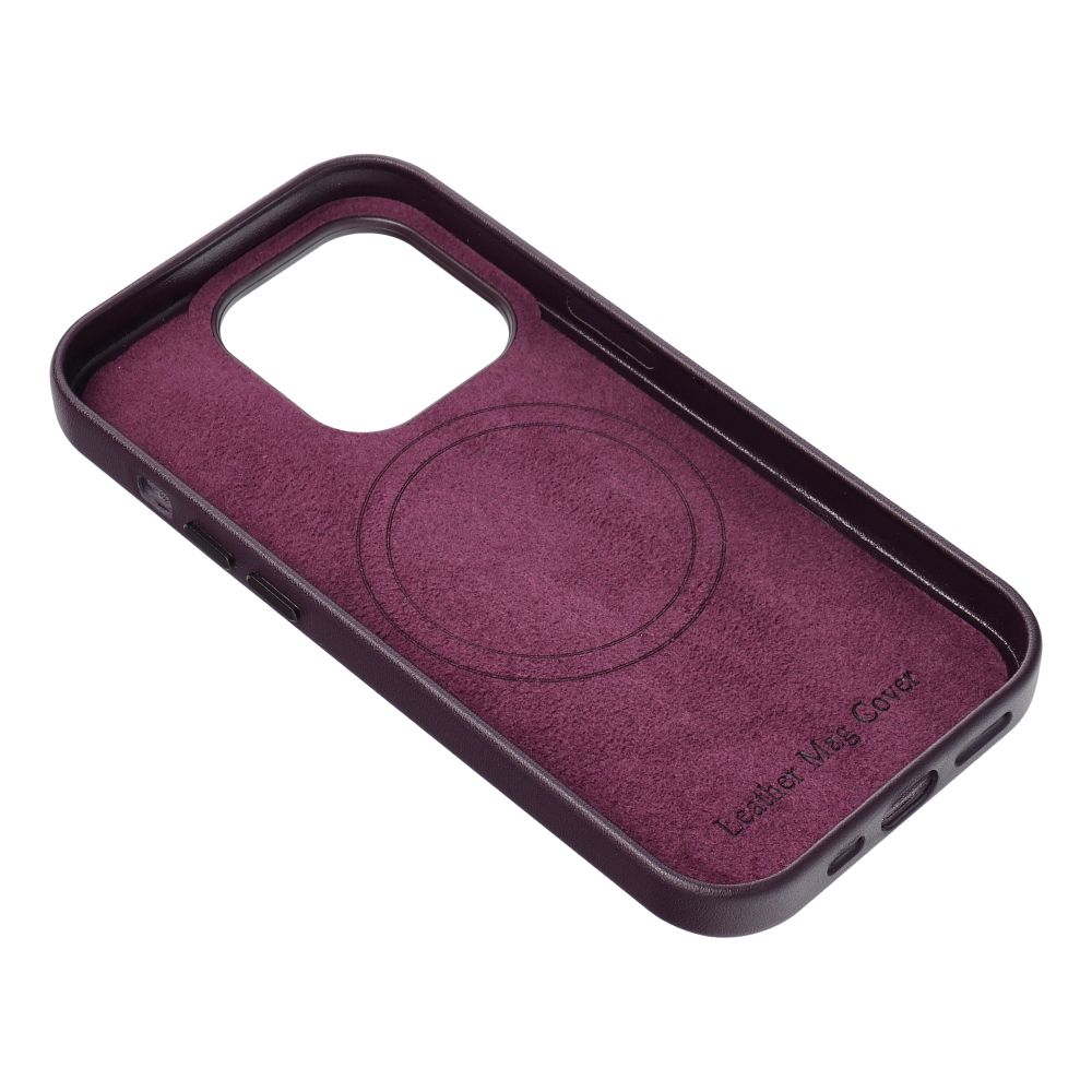 Pokrowiec etui ze skry ekologicznej Leather Mag Cover fioletowe APPLE iPhone 14 / 4