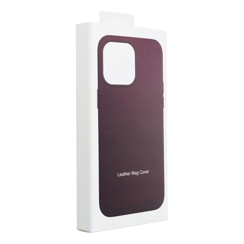 Pokrowiec etui ze skry ekologicznej Leather Mag Cover fioletowe APPLE iPhone 14 Plus / 12
