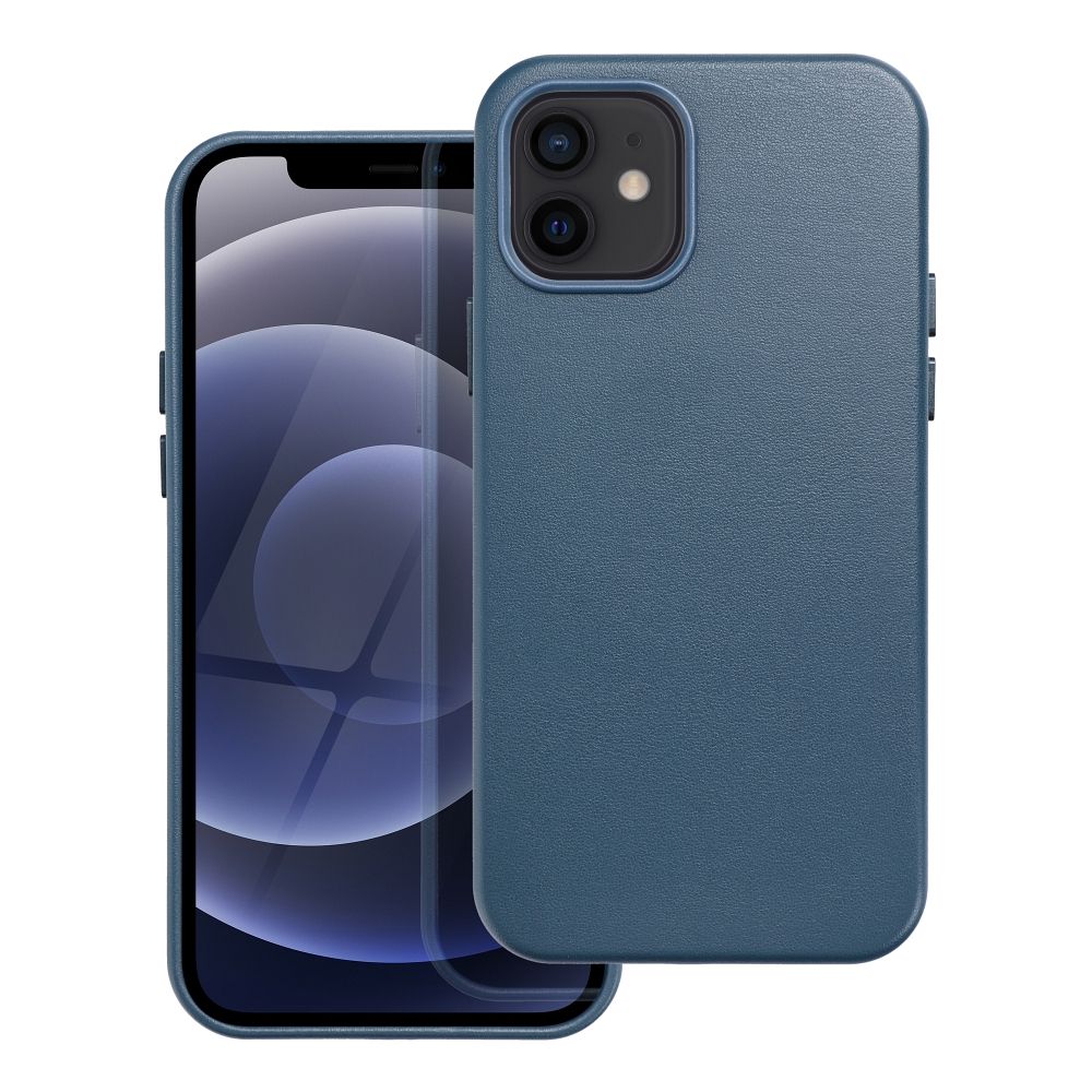 Pokrowiec etui ze skry ekologicznej Leather Mag Cover niebieskie APPLE iPhone 12