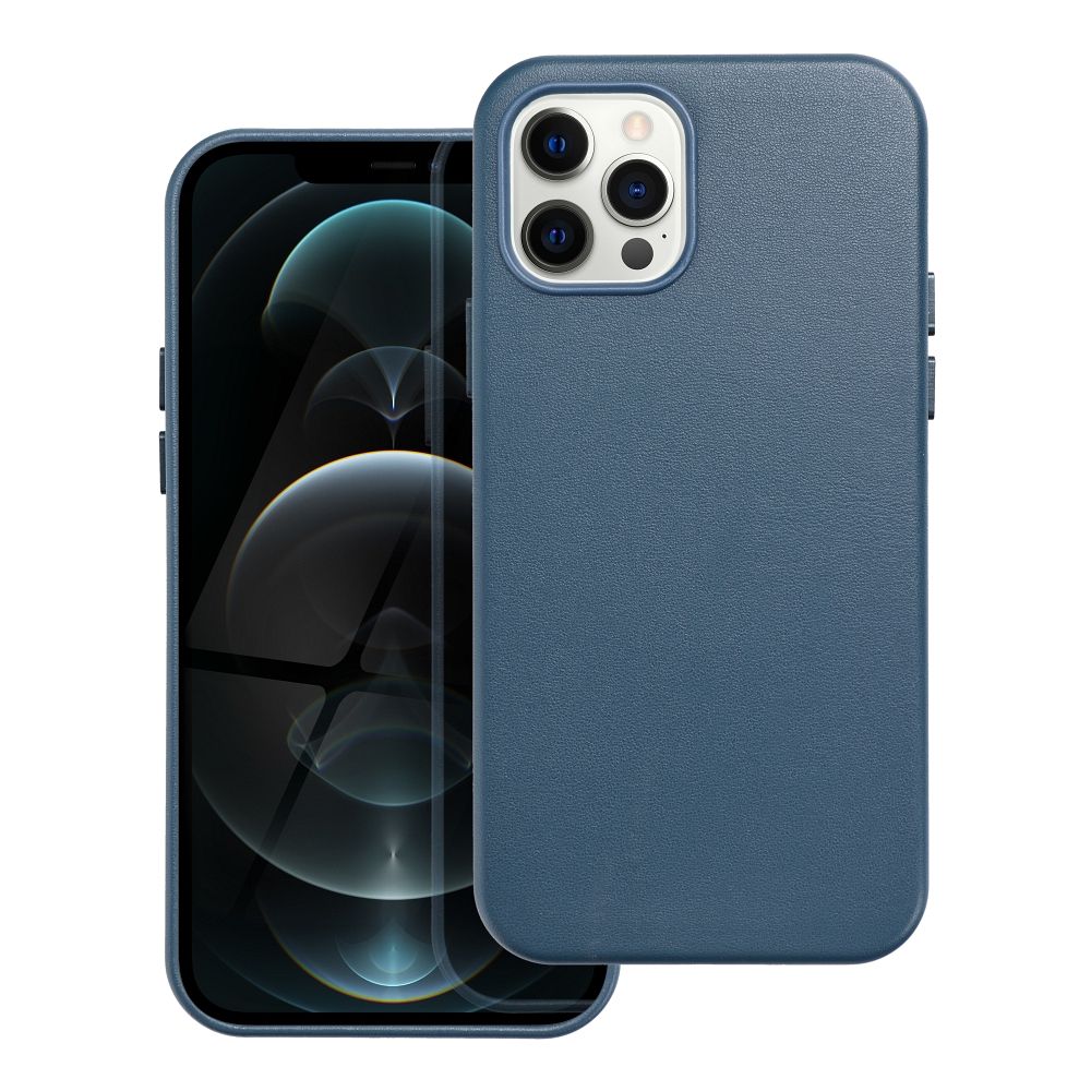 Pokrowiec etui ze skry ekologicznej Leather Mag Cover niebieskie APPLE iPhone 12 Pro