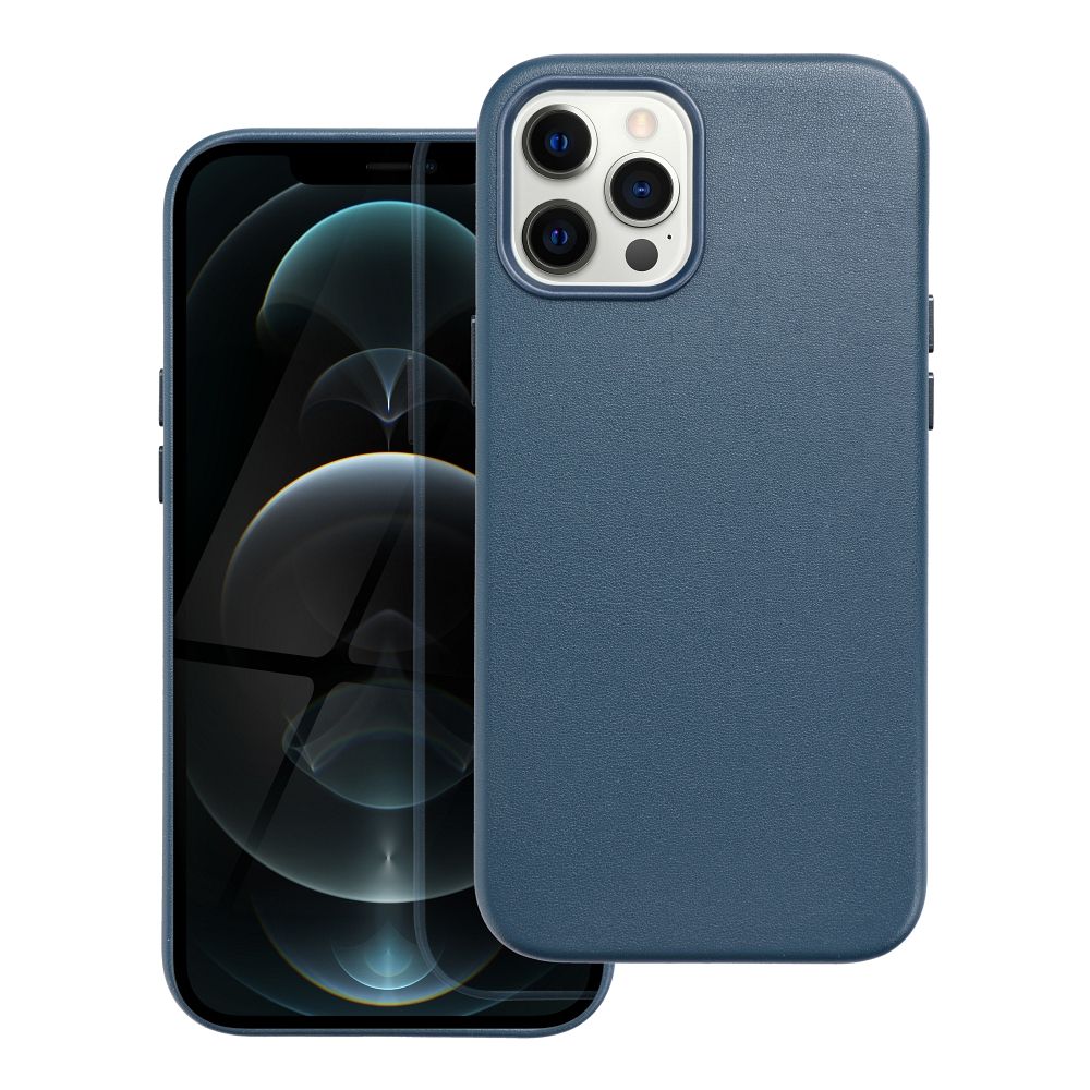 Pokrowiec etui ze skry ekologicznej Leather Mag Cover niebieskie APPLE iPhone 12 Pro Max