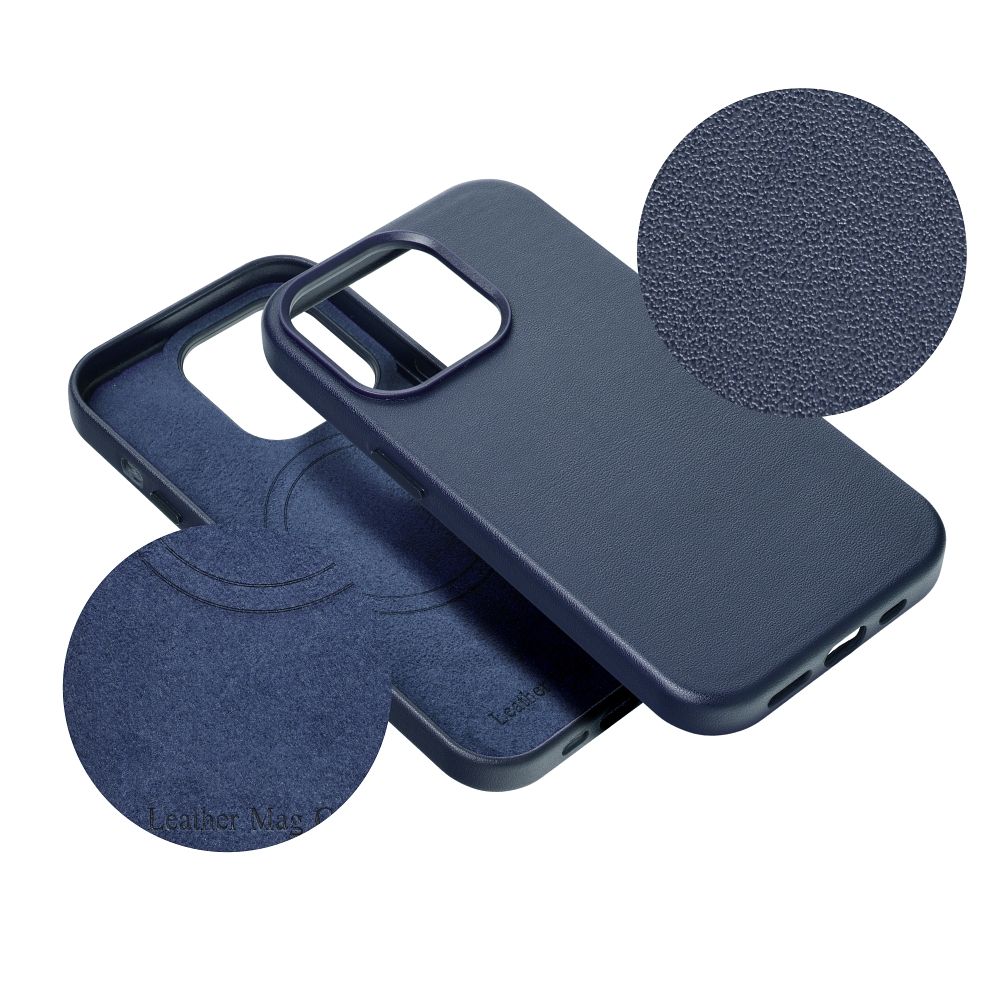 Pokrowiec etui ze skry ekologicznej Leather Mag Cover niebieskie APPLE iPhone 13 Pro Max / 9