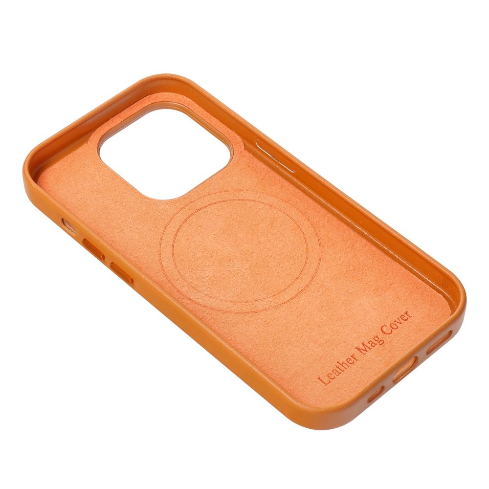 Pokrowiec etui ze skry ekologicznej Leather Mag Cover pomaraczowe APPLE iPhone 14 / 4