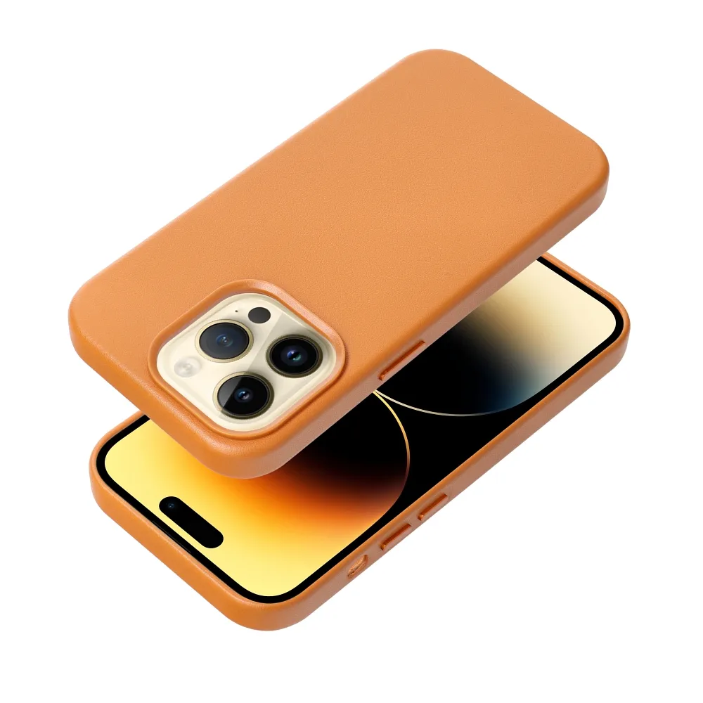 Pokrowiec etui ze skry ekologicznej Leather Mag Cover pomaraczowe APPLE iPhone 15 Pro Max / 2