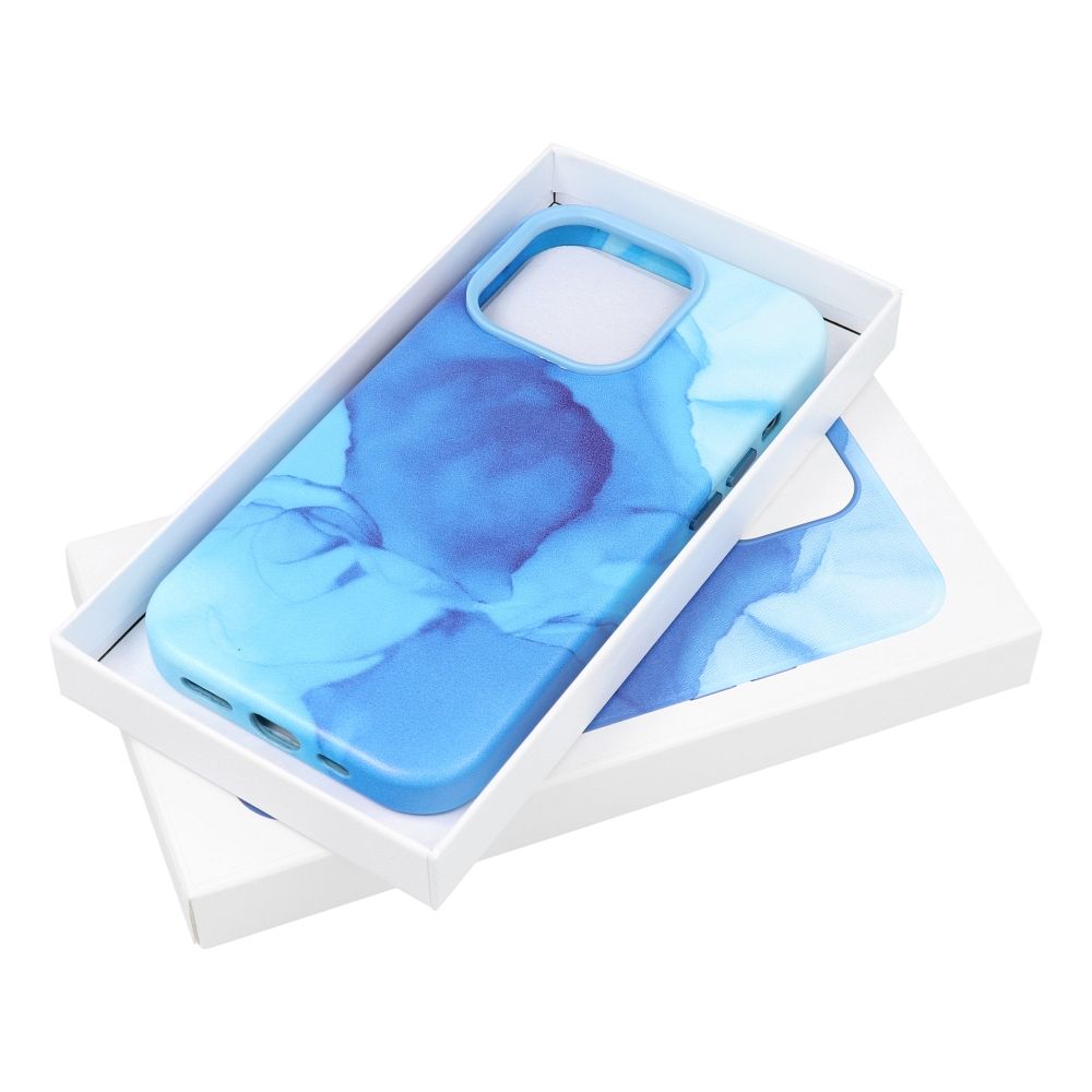 Pokrowiec etui ze skry ekologicznej Leather Mag Cover wzr blue splash APPLE iPhone 11 Pro / 7
