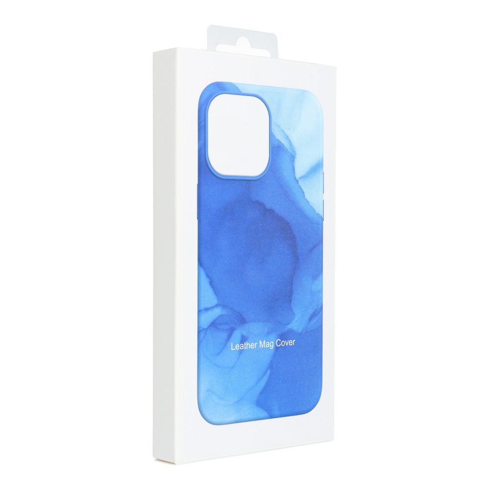 Pokrowiec etui ze skry ekologicznej Leather Mag Cover wzr blue splash APPLE iPhone 13 / 8