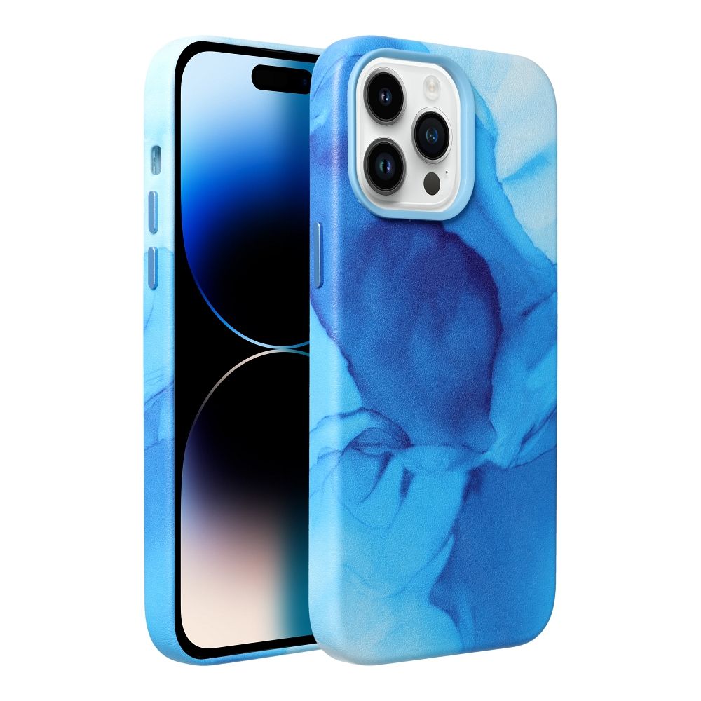 Pokrowiec etui ze skry ekologicznej Leather Mag Cover wzr blue splash APPLE iPhone 13 Pro Max / 2