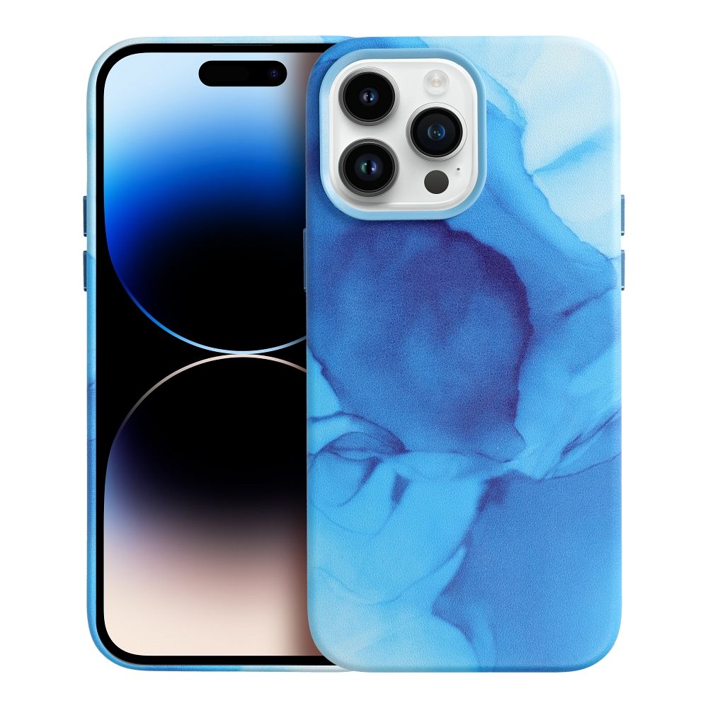 Pokrowiec etui ze skry ekologicznej Leather Mag Cover wzr blue splash APPLE iPhone 14 Plus / 2