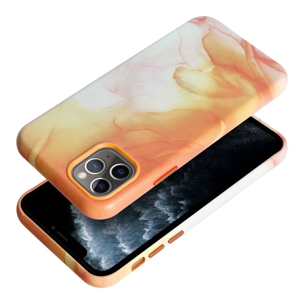 Pokrowiec etui ze skry ekologicznej Leather Mag Cover wzr orange splash APPLE iPhone 11 Pro / 2