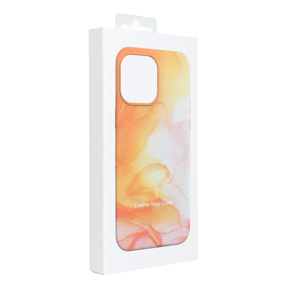 Pokrowiec etui ze skry ekologicznej Leather Mag Cover wzr orange splash APPLE iPhone 14 Plus / 8