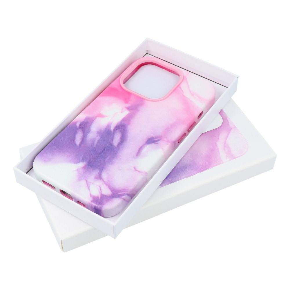 Pokrowiec etui ze skry ekologicznej Leather Mag Cover wzr purple splash APPLE iPhone 12 Pro Max / 7
