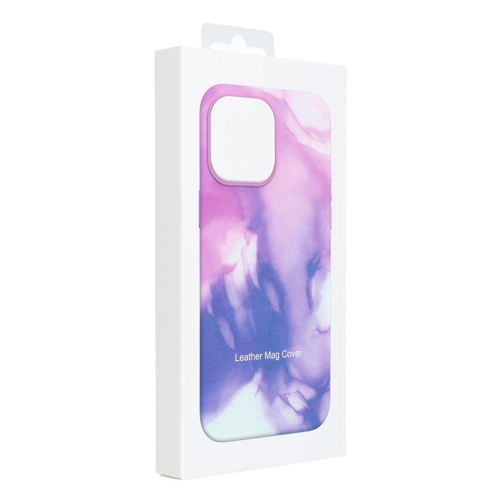 Pokrowiec etui ze skry ekologicznej Leather Mag Cover wzr purple splash APPLE iPhone 14 Plus / 8