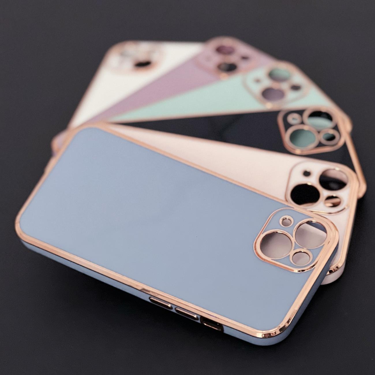 Pokrowiec etui elowe z ramk Lighting Color Case fioletowe APPLE iPhone 12 Pro Max / 5
