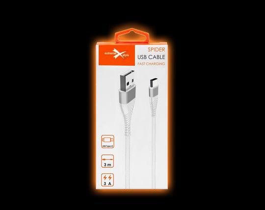 Kabel USB eXtreme Spider 3A 3m Typ-C biay Honor 50 / 3