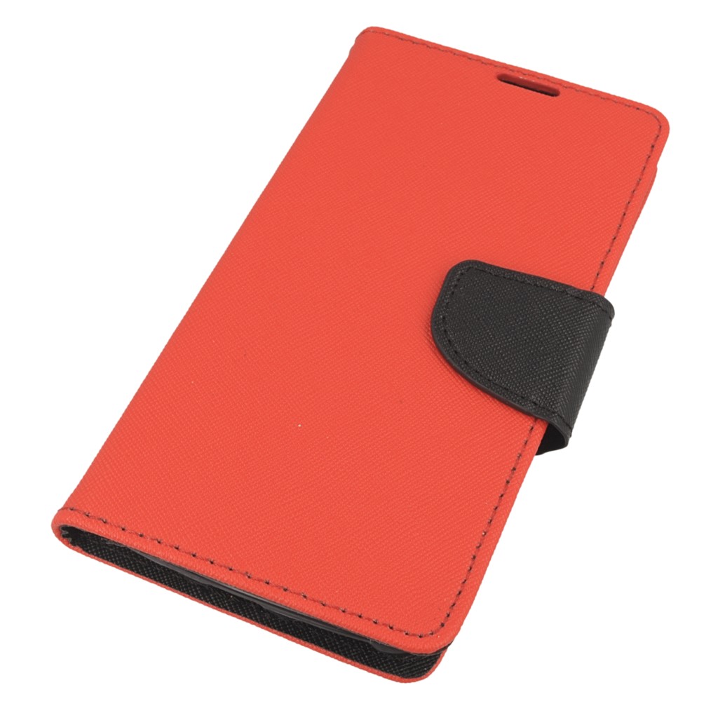 Pokrowiec etui z klapk na magnes Fancy Case czerwono-granatowe LG K8 2018
