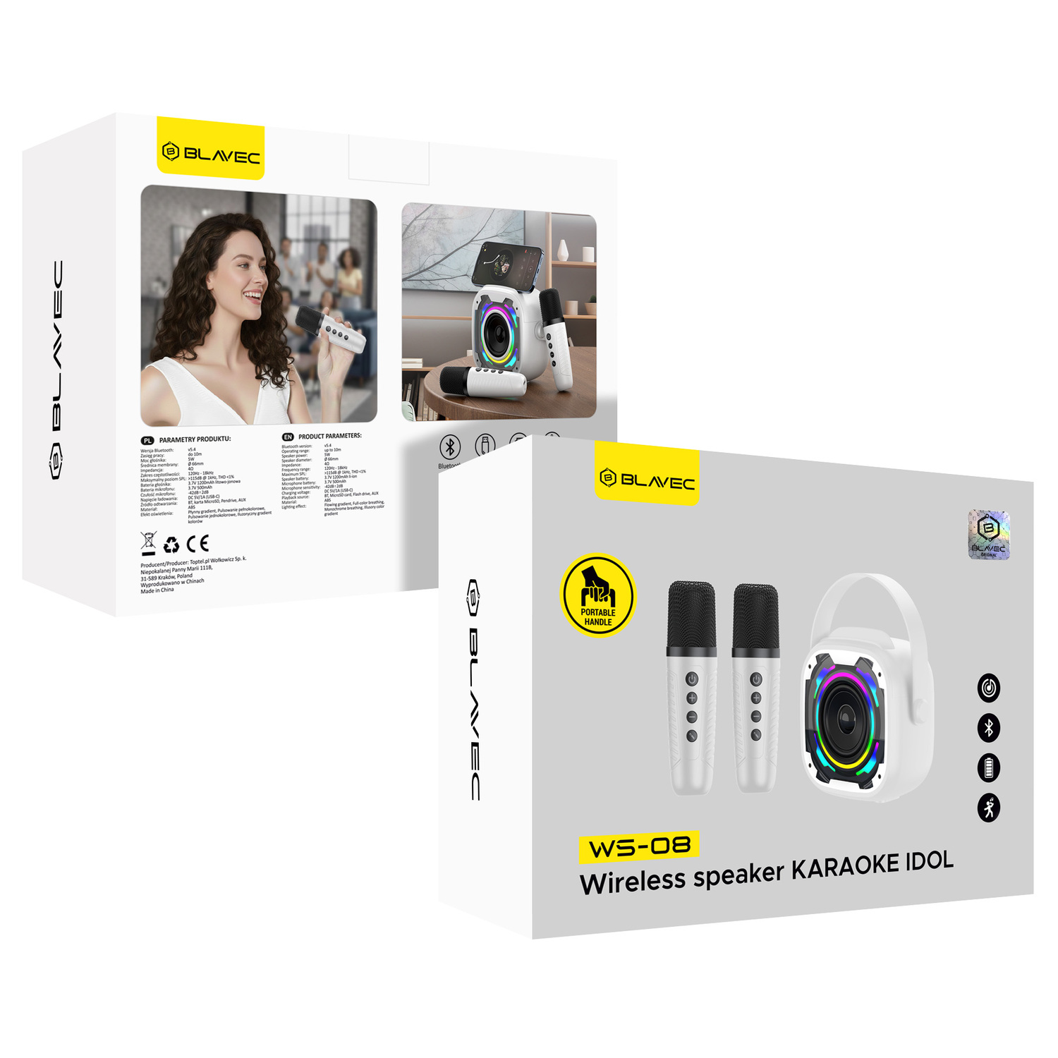 Głośnik Karaoke z 2 mikrofonami Blavec WS-08 biały SAMSUNG Galaxy A32 / 9 Głośnik Karaoke z 2 mikrofonami Blavec WS-08 biały SAMSUNG Galaxy A32 / 9