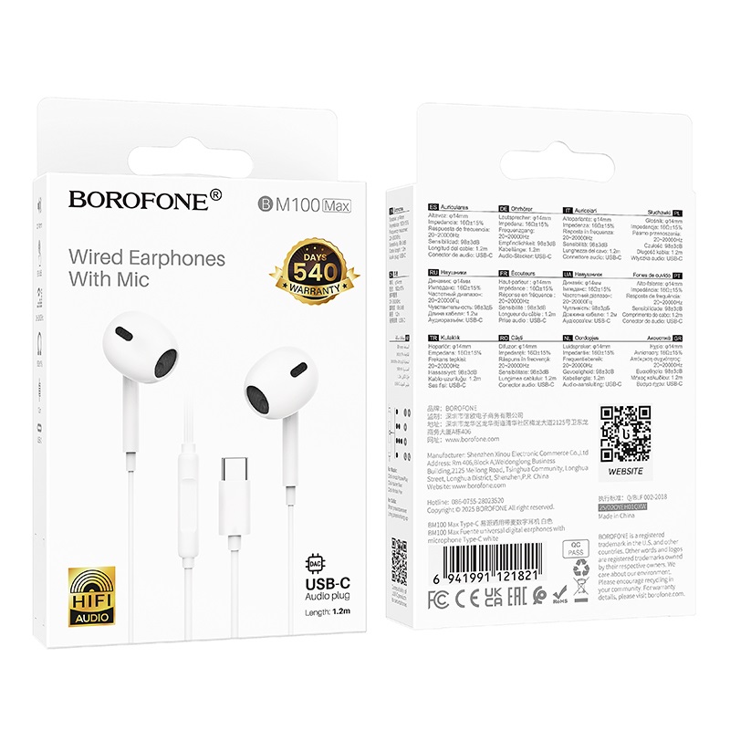 S�uchawki Borofone BM100 Max Fuente Typ-C bia�e Vivo T1 5G / 2