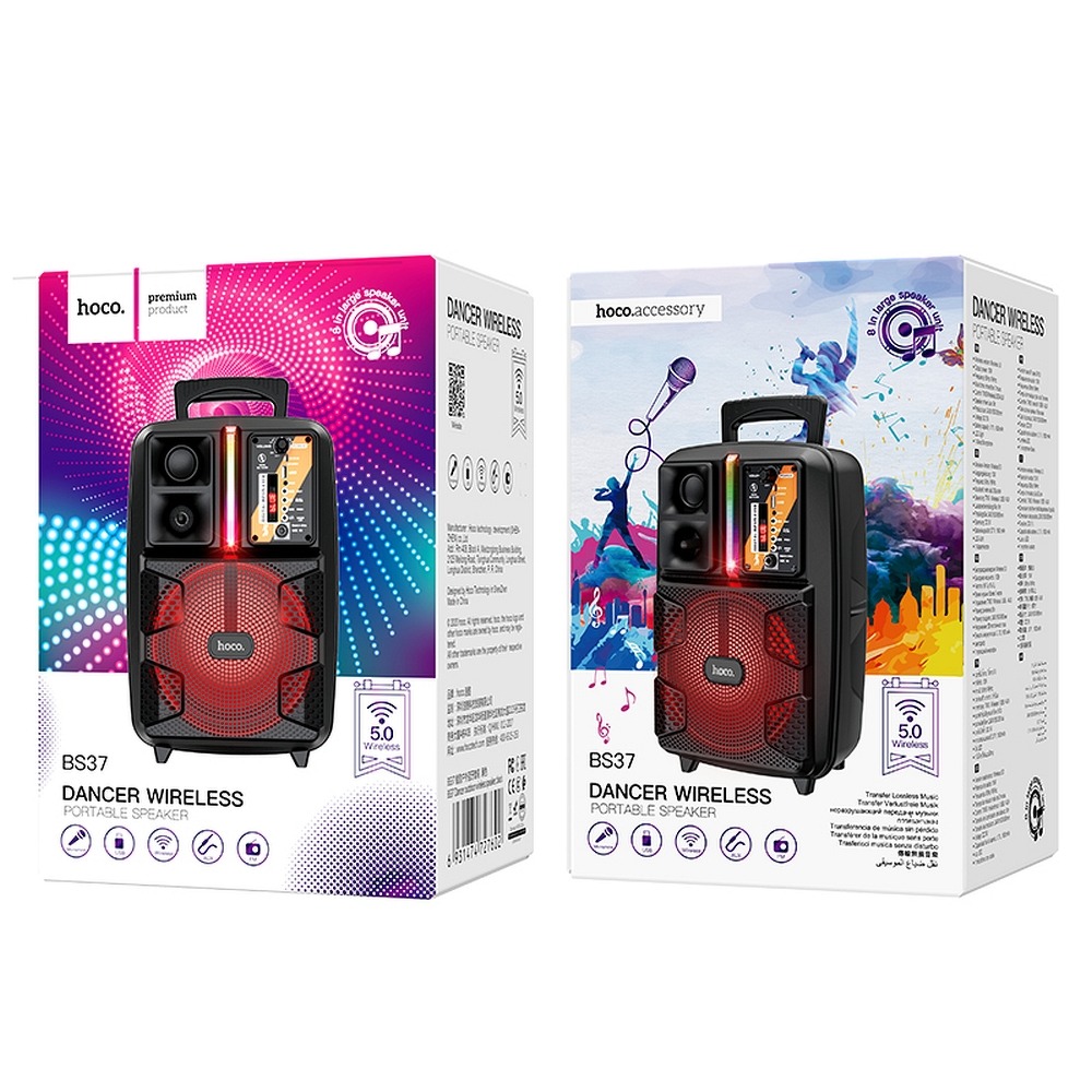 Mikrofon Hoco + bezprzewodowy gonik LED Dancer BS37 Realme C51 / 9