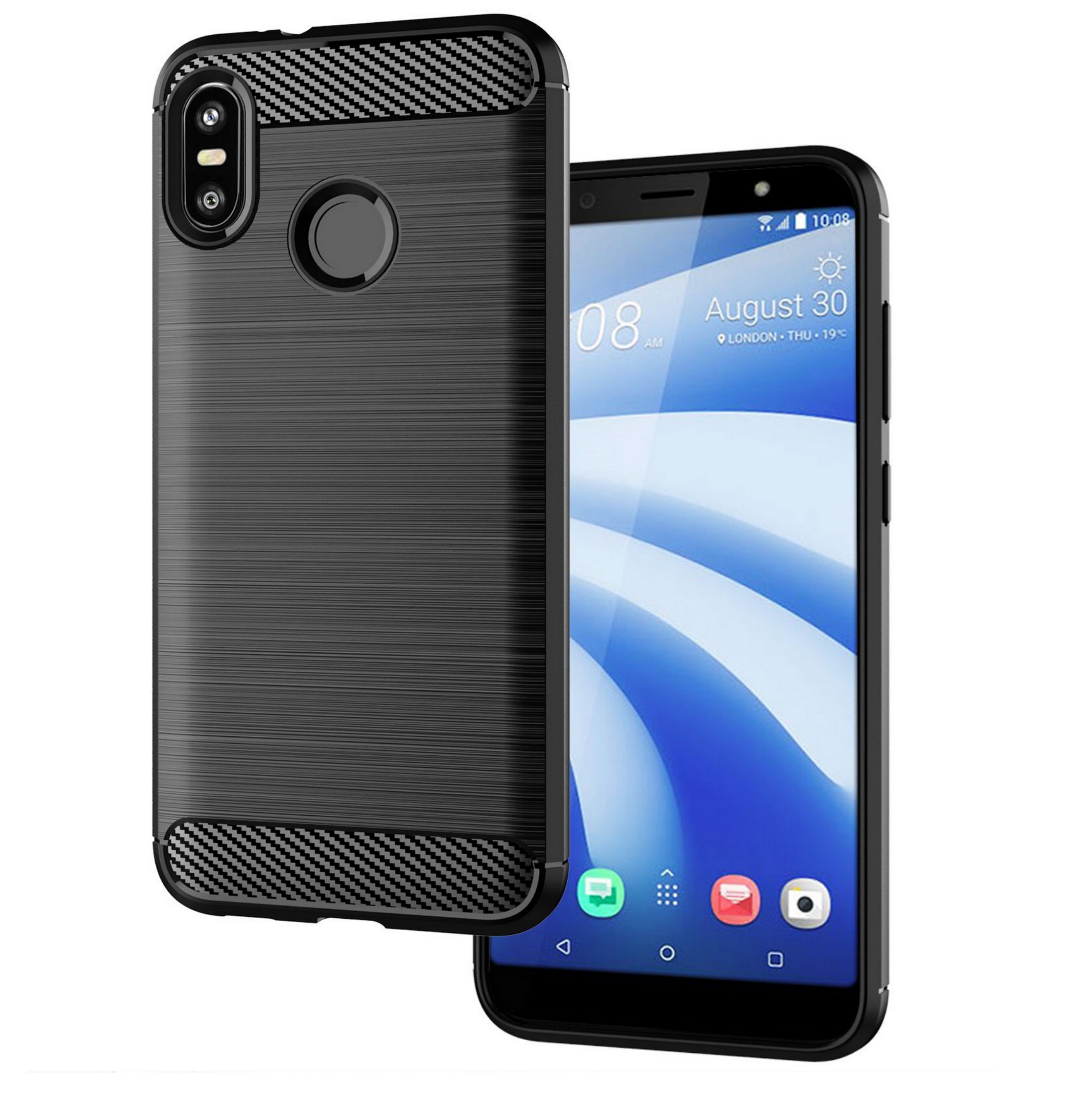 Pokrowiec etui pancerne Karbon Case czarne HTC U12 Life / 4 Pokrowiec etui pancerne Karbon Case czarne HTC U12 Life / 4
