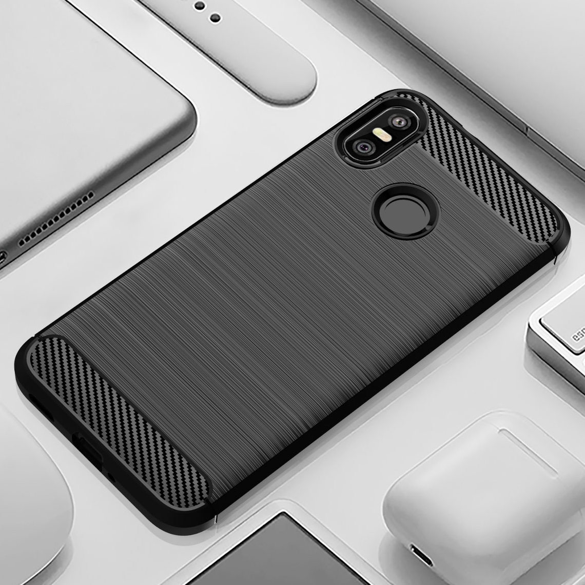 Pokrowiec etui pancerne Karbon Case czarne HTC U12 Life / 2 Pokrowiec etui pancerne Karbon Case czarne HTC U12 Life / 2