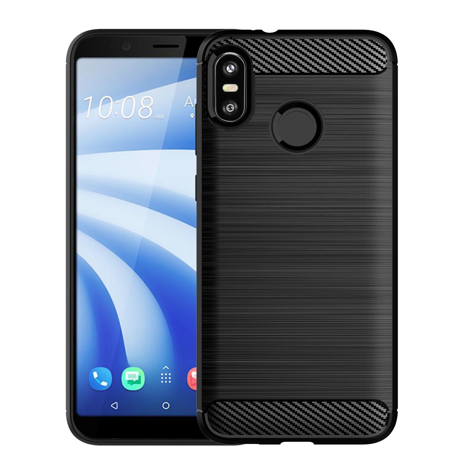 Pokrowiec etui pancerne Karbon Case czarne HTC U12 Life