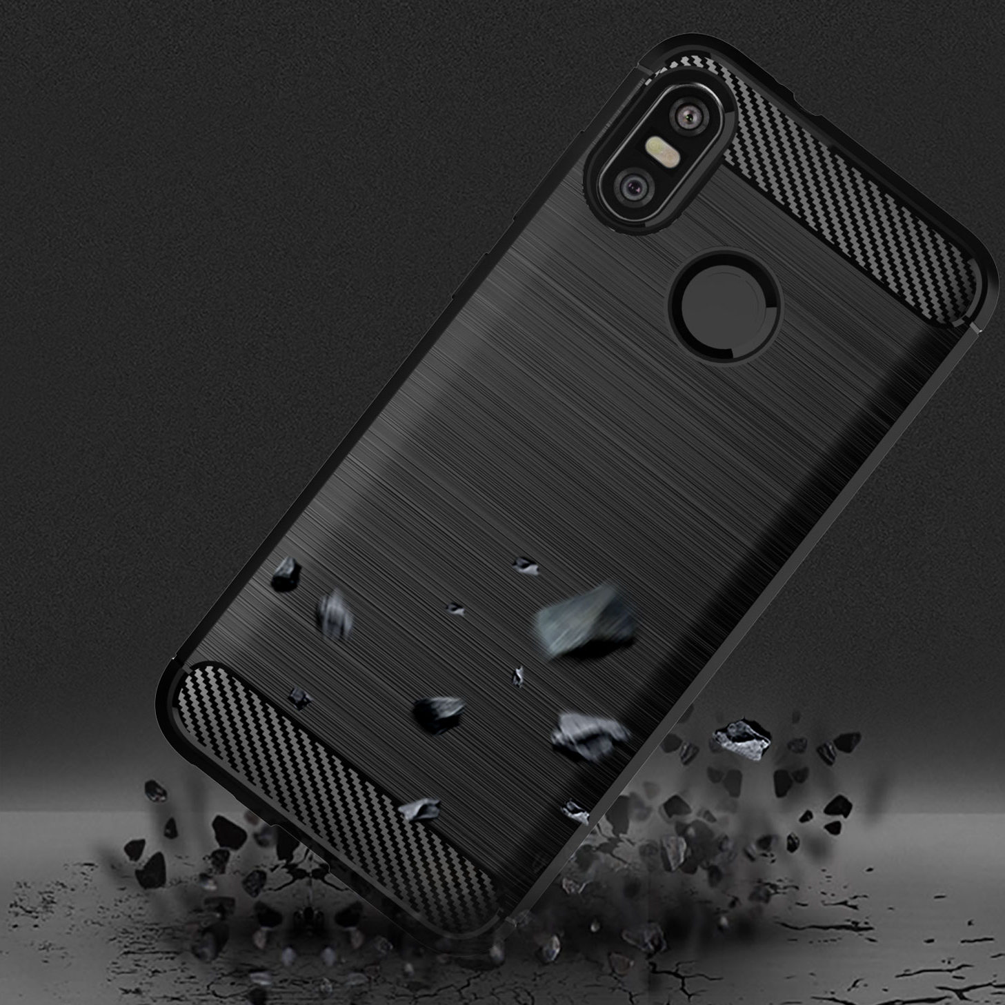 Pokrowiec etui pancerne Karbon Case czarne HTC U12 Life / 3 Pokrowiec etui pancerne Karbon Case czarne HTC U12 Life / 3