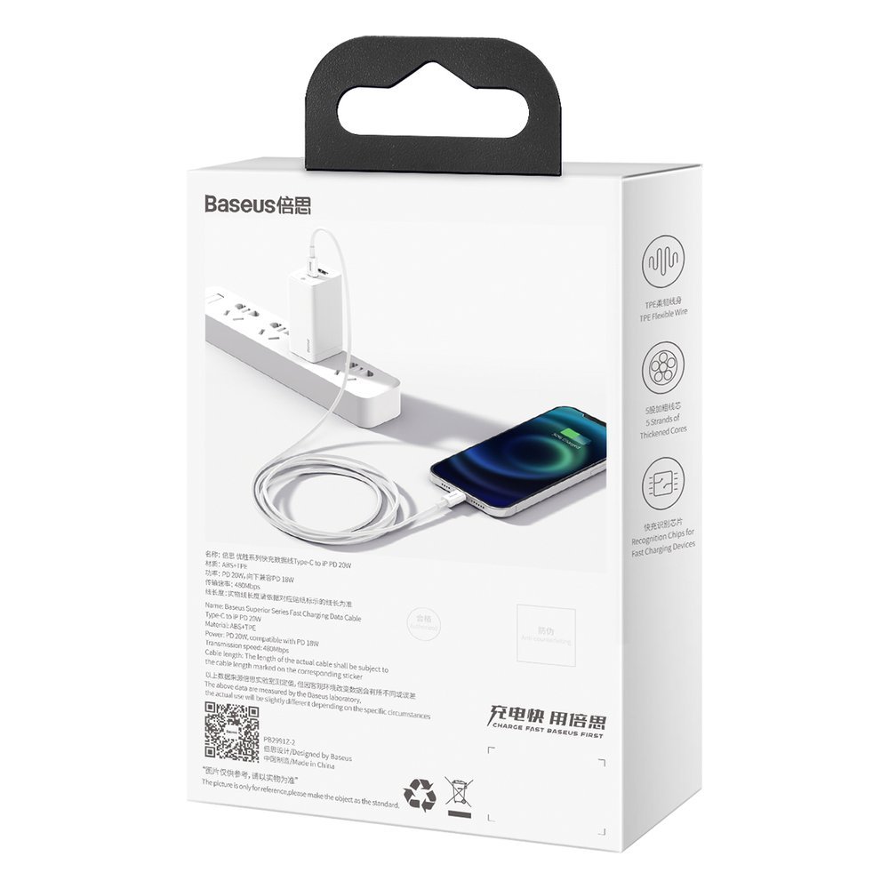 Kabel USB Baseus Superior Typ-C na Lightning 20W CATLYS-A02 1m biay APPLE iPhone X / 6