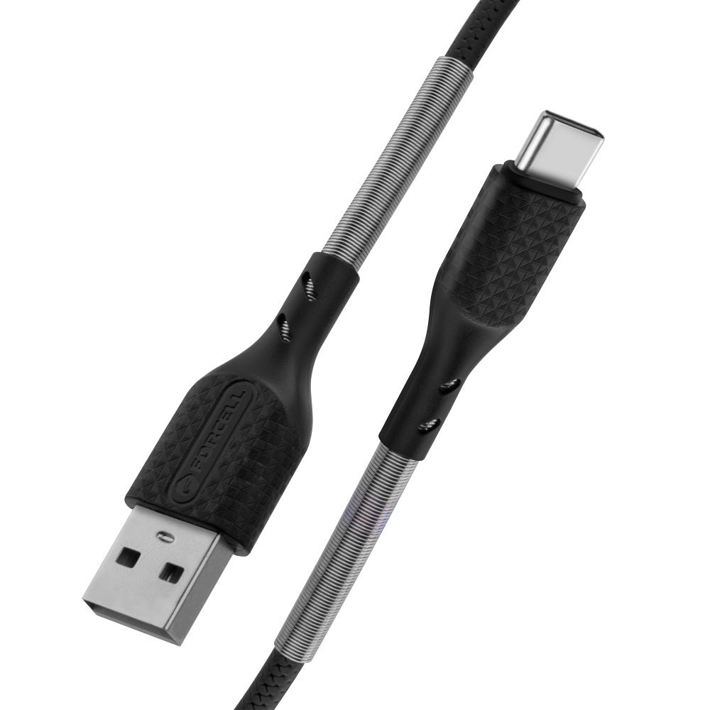 Kabel USB Forcell Carbon Typ-C QC3.0 3A CB-02B 1m czarny myPhone Pocket / 4