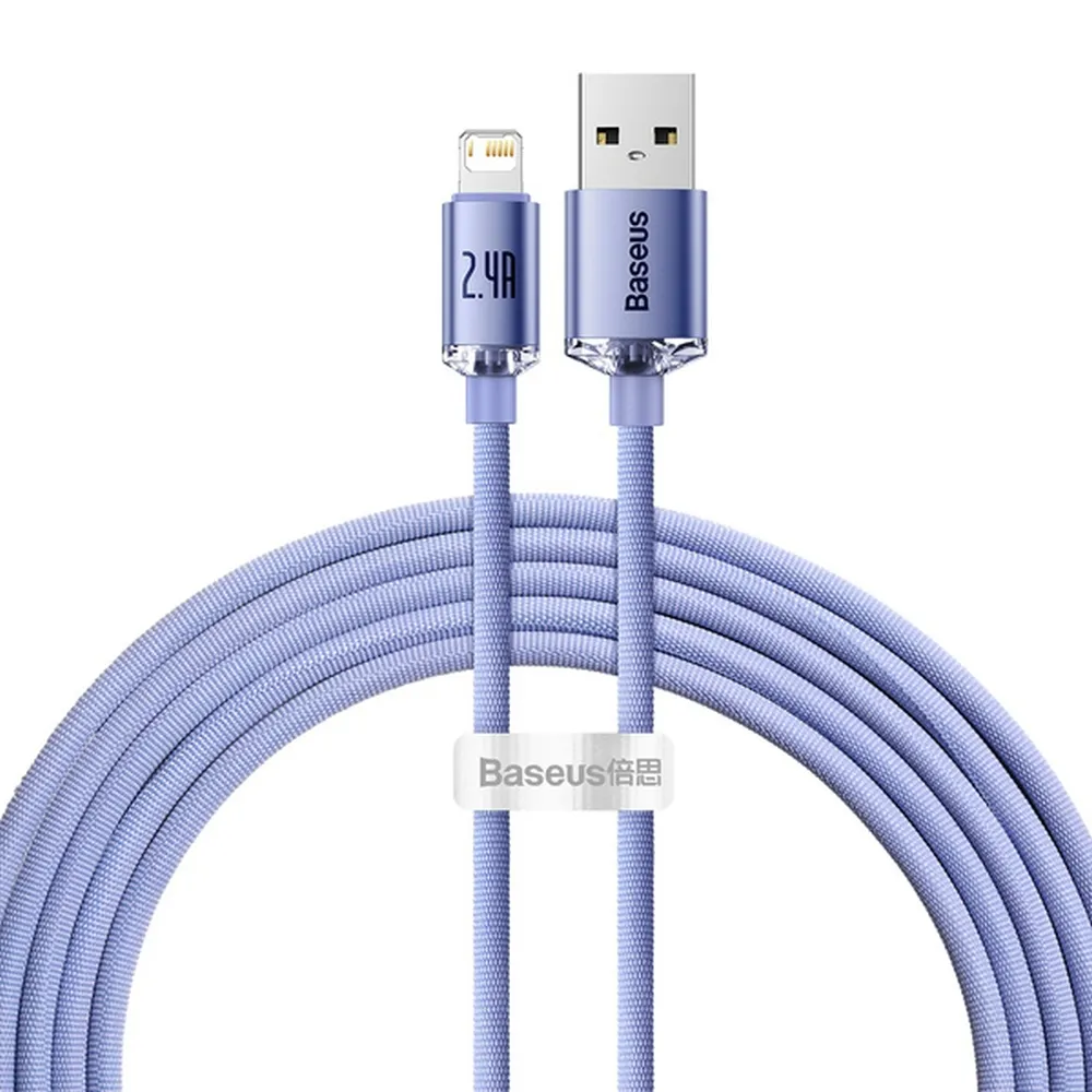 Kabel USB BASEUS Lightning 2,4A Crystal Shine 1,2m fioletowy