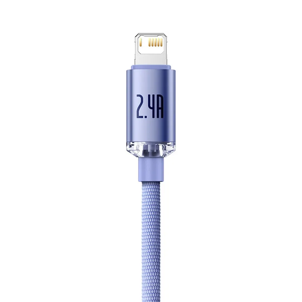 Kabel USB BASEUS Lightning 2,4A Crystal Shine 1,2m fioletowy APPLE iPhone 14 Plus / 2