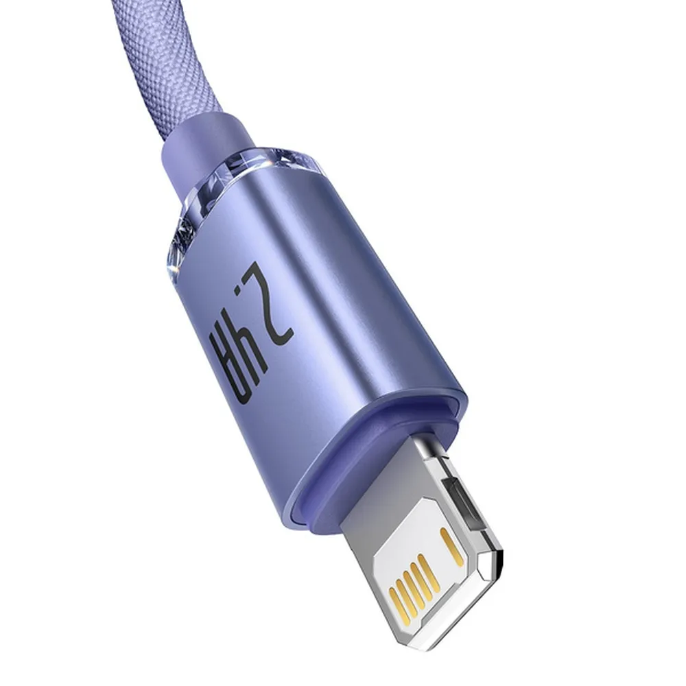 Kabel USB BASEUS Lightning 2,4A Crystal Shine 1,2m fioletowy APPLE iPhone 14 Plus / 3