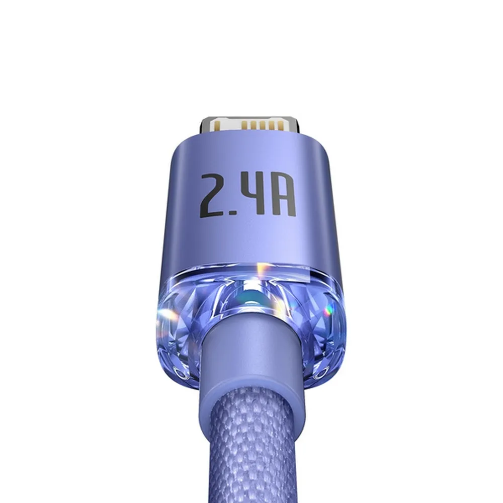 Kabel USB BASEUS Lightning 2,4A Crystal Shine 1,2m fioletowy / 4