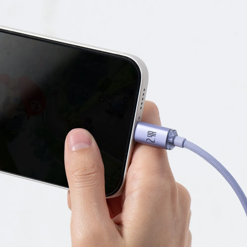 Kabel USB BASEUS Lightning 2,4A Crystal Shine 1,2m fioletowy APPLE iPhone 5 / 6