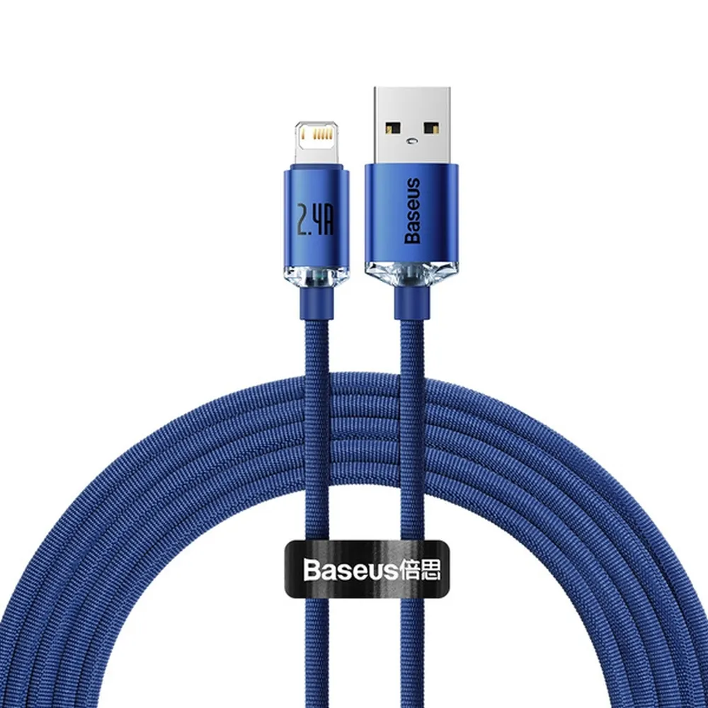 Kabel USB BASEUS Lightning 2,4A Crystal Shine 1,2m niebieski APPLE iPhone 14 Plus