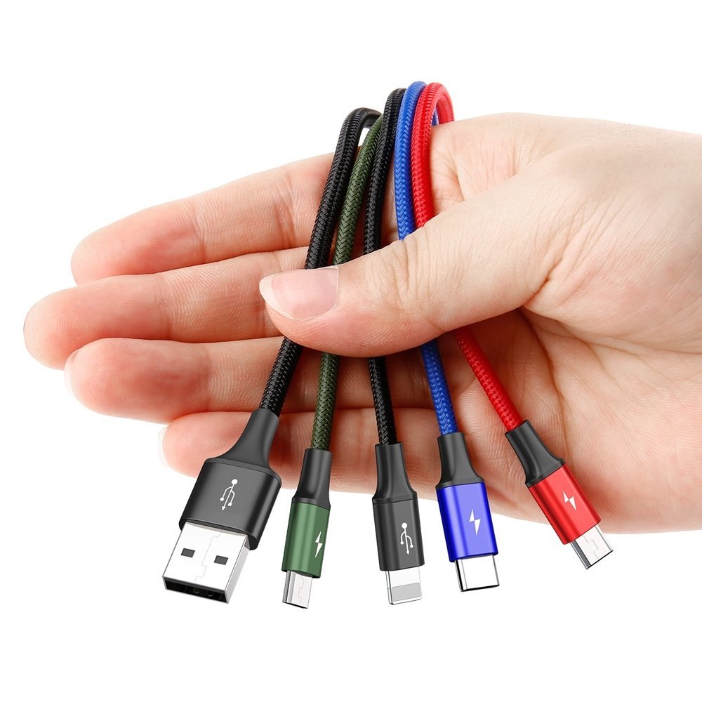 Kabel USB Baseus Rapid 4w1 2xMicro USB, Lightning, Typ-C 3,5A 1,2 metra CA1T4-C01 czarny SONY Xperia J / 3