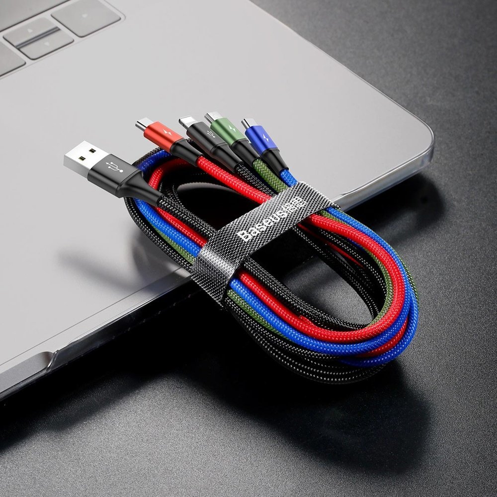 Kabel USB Baseus Rapid 4w1 2xMicro USB, Lightning, Typ-C 3,5A 1,2 metra CA1T4-C01 czarny LG Swift L5 II / 4