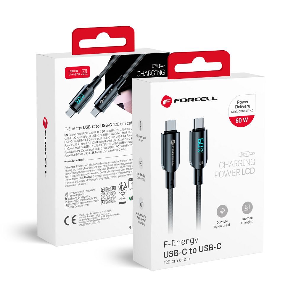 Kabel USB Forcell F-Energy 60W Digital Typ-C na Typ-C1,2 m czarny SAMSUNG Galaxy A23 5G / 3 Kabel USB Forcell F-Energy 60W Digital Typ-C na Typ-C1,2 m czarny SAMSUNG Galaxy A23 5G / 3