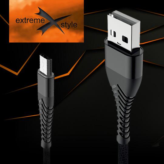 Kabel USB extreme Spider 3A 1,5m MicroUSB czarny Xiaomi Redmi Go / 2