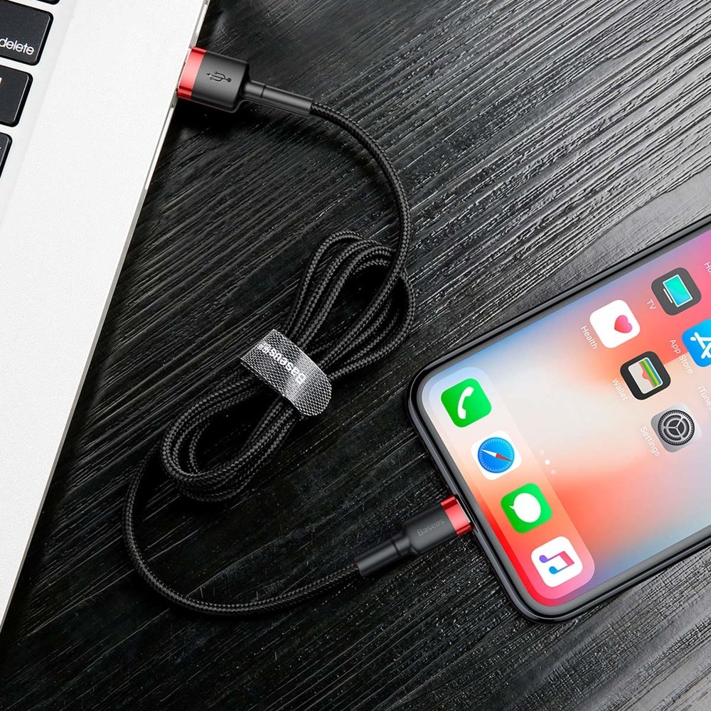 Kabel USB Baseus Cafule 3m 2A Lightning czarno-czerwony APPLE iPhone 14 Pro Max / 8